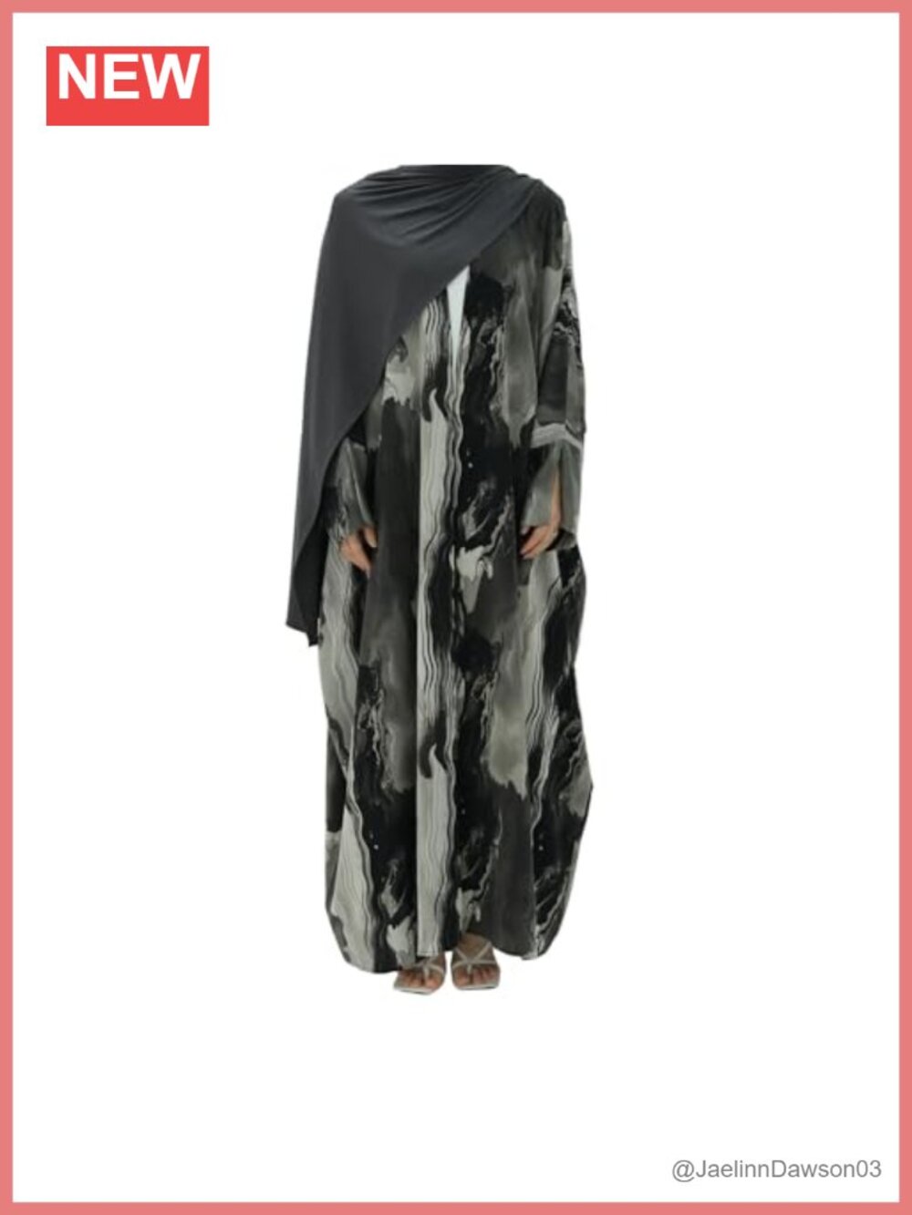 Prlemend Nylon Open Front Tie-dye Prayer Abaya Cardigan Maxi Robe Women
